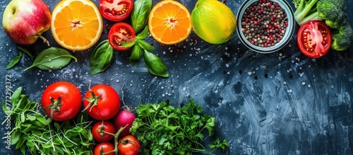 Various colorful and fresh fruits and vegetables spread out on a table, showcasing a nutritious selection for better eyesight and overall health.