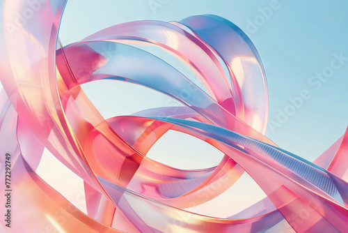 Abstract Pink and Blue Ribbons Background in Soft Pastel Colors