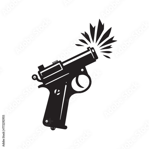 Flare Gun Mastery: Detailed Silhouette Crafted alongside Flare Gun Illustration - Minimallest Flare Gun Vector