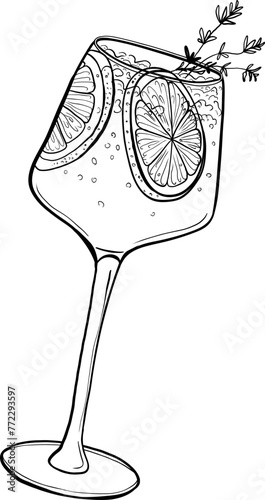 Limoncello spritz hand drawn vector sketch illustration cocktail 