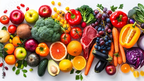 Assorted Fruits and Vegetables on White Surface