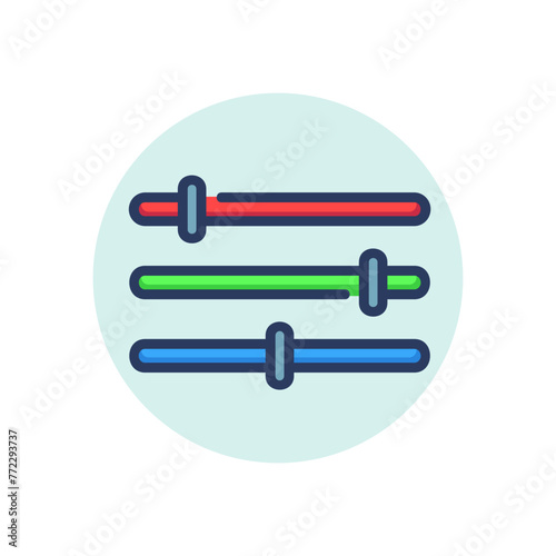 Slider bars thin line icon. Regulation, setting, adjusting isolated outline sign. Image editing and photo correction concept. Vector illustration symbol element for web design and apps