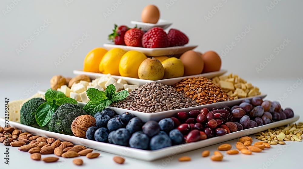 Pyramid of Fruits and Vegetables on a Plate Pyramid of Fruits and Vegetables on a Plate