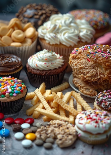 Table Full of Various Cupcakes