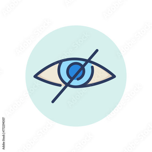 Strikeout eye thin line icon. Hiding, view, vision outline sign. Image editing and photo correction concept. Vector illustration symbol element for web design and apps
