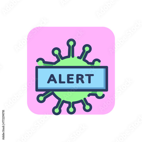 Virus alert thin line icon. Warning, flu, immunity outline sign. Healthcare and virology concept. Vector illustration symbol element for web design and apps