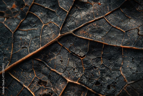 Intricate leaf texture revealed through stunning macro photography, nature's delicate patterns and details © Lucija