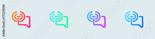 Broadcast channel line icon in gradient colors. Chat group signs vector illustration.