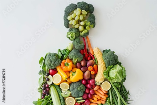 Human Body Composed of Fruits and Vegetables  Healthy Eating and Nutrition Concept