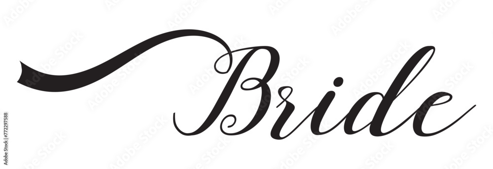 Bride word calligraphy fun design to print on tee, shirt, hoody, poster banner sticker, card. Hand lettering text for bachelorette party, hen party bridal shower. vector illustration. EPS 10 Bride word calligraphy fun design to print on tee, shirt, hoody, poster banner sticker, card. Hand lettering text for bachelorette party, hen party bridal shower. vector illustration. EPS 10