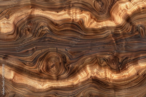 Highly Detailed Walnut Wood Texture with Prominent Veins, Seamless Repetitive Pattern for Furniture and Interior Design, Digital Illustration