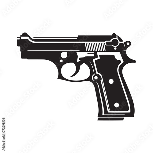 Fine Artistry Unveiled: Detailed Pistol Silhouette Presented with Pistol Illustration - Minimallest Pistol Vector
