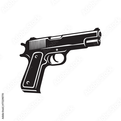 Visual Mastery: Captivating Pistol Silhouette Enhanced by Pistol Illustration - Minimallest Pistol Vector