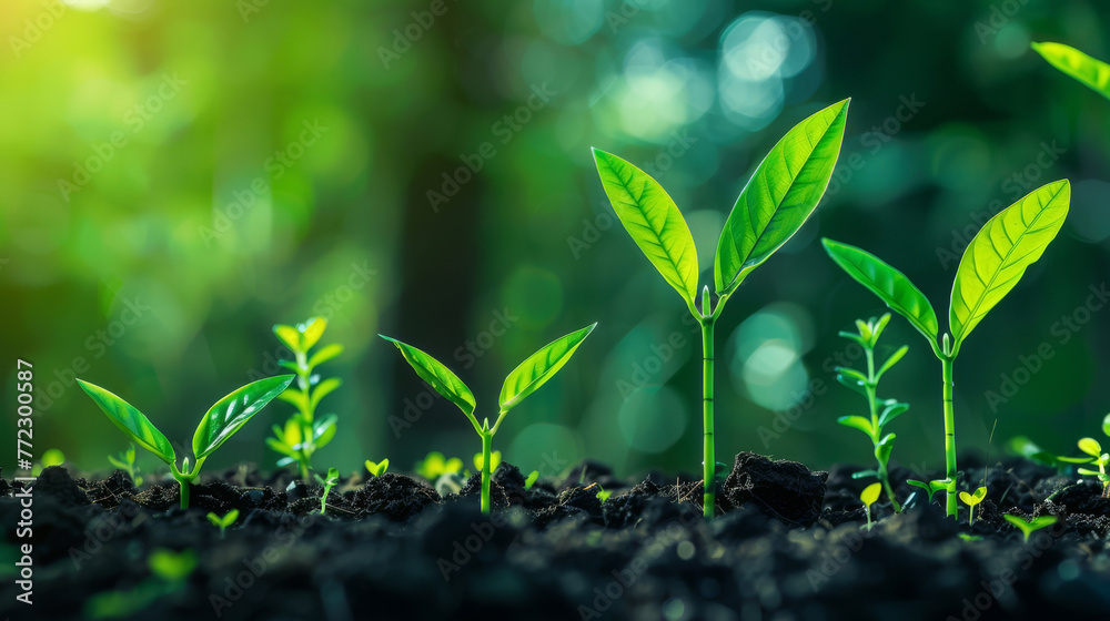 © FoxGrafy - Sustainable investment growth charts, green arrows on a dark eco-friendly background