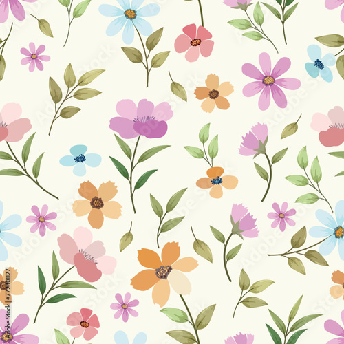 Beautiful flowers design in pastel color seamless pattern. This pattern can be used for fabric textile wallpaper gift wrap paper.