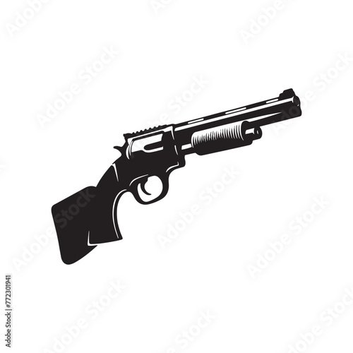 Creative Expression: Dynamic Shotgun Silhouette, Enhanced with Shotgun Illustration - Minimallest Shotgun Vector

