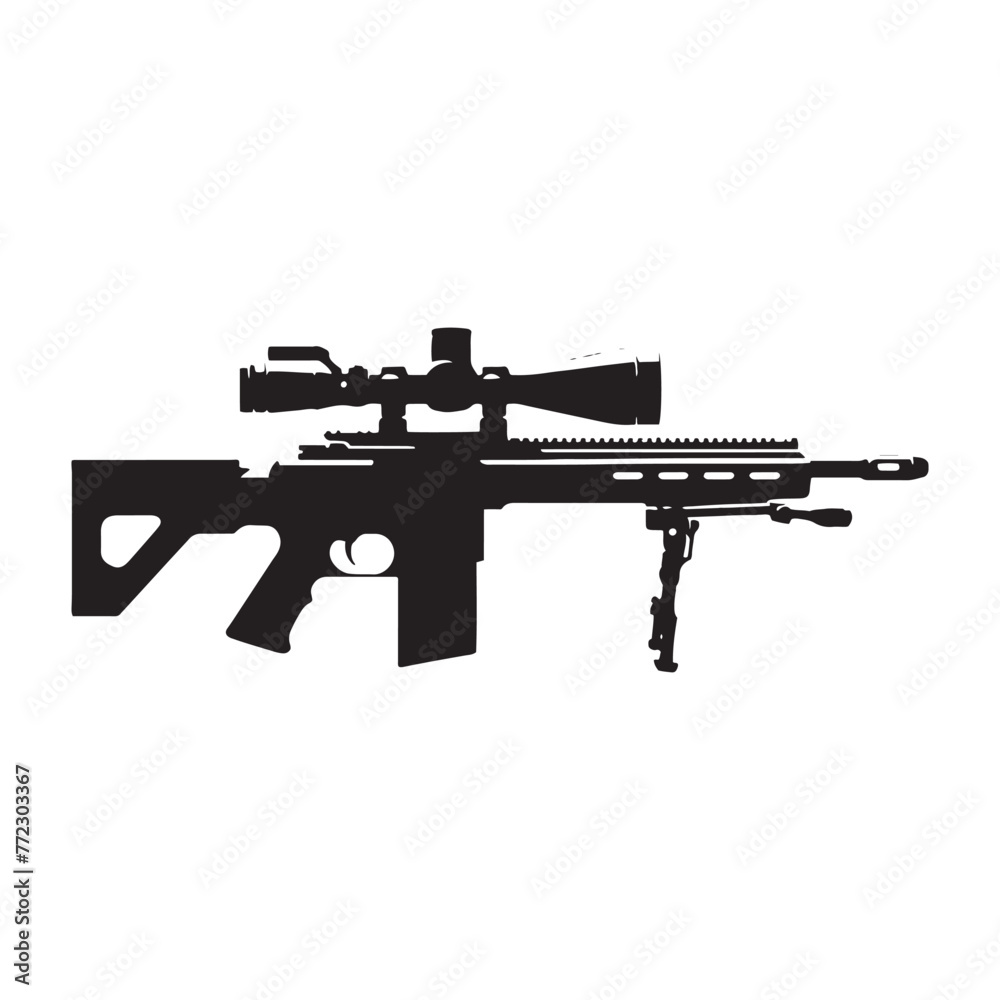Sniper Elite: Dynamic Depiction of Sniper Rifles Silhouette, Enhanced with Sniper Illustration - Minimallest Sniper Vector