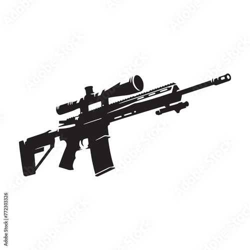 Lethal Precision: Intricate Sniper Silhouette Displayed with Sniper Illustration - Minimallest Sniper Vector
