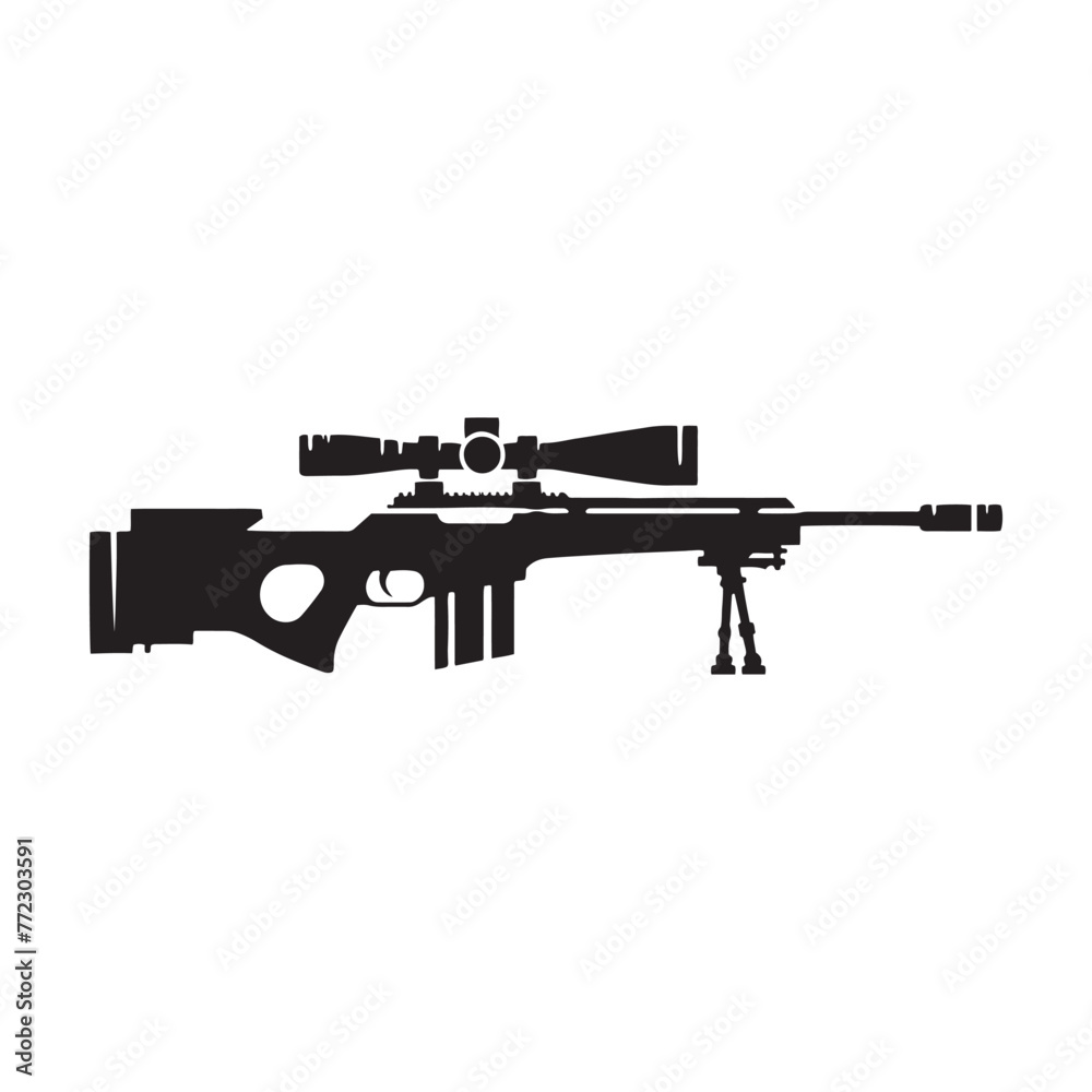 Sniper Precision Unveiled: Intricate Silhouette of Sniper Rifles Illustrated with Sniper Illustration - Minimallest Sniper Vector
