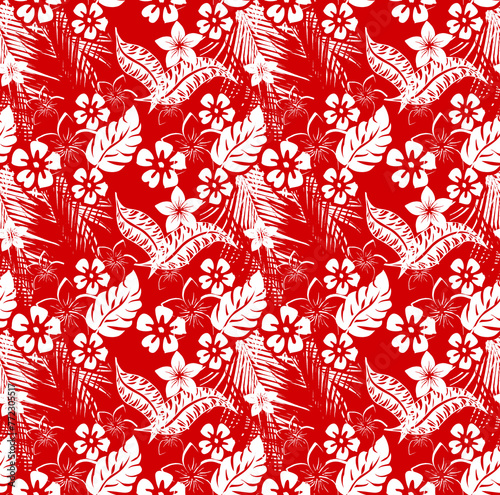 Red and White Tropical Jungle 