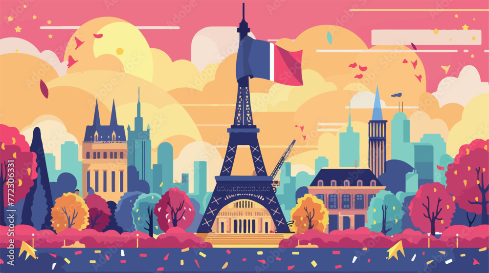 France flat cartoon vactor illustration isolated background