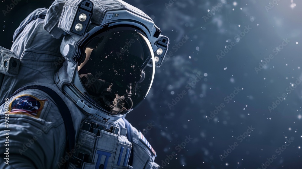 Fototapeta premium Astronaut in Space Suit Standing in Snow
