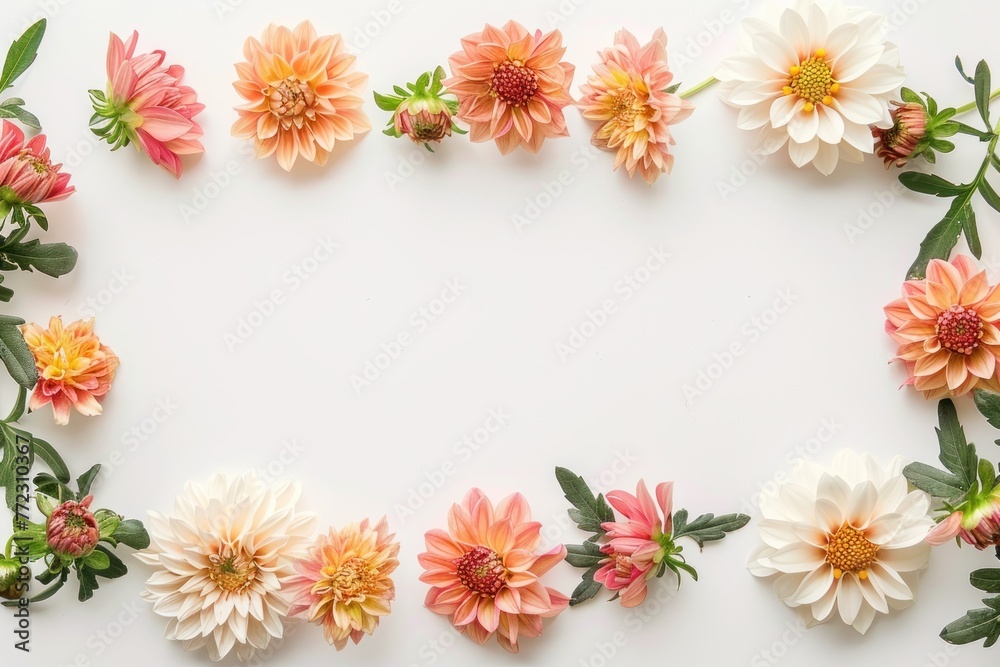 template with flowers on the edges on white background template with flowers on the edges on white background