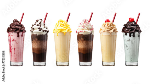 icecream milkshake on white isolated on clear png background and transparent background. food drink and dessert concept for cafe and restaurent, AI generative.	

