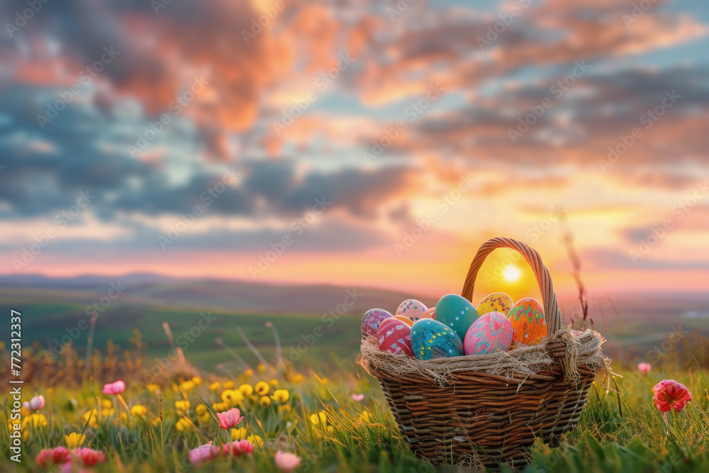easter eggs in a basket