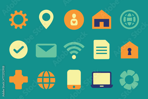 Set of Web Icons Vector on flat background