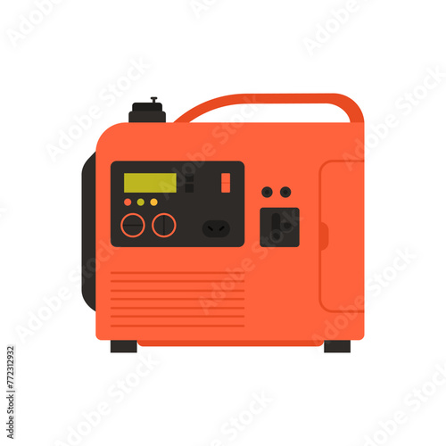 Mobile electric generator. Portable gasoline generator, industrial power generator cartoon vector illustration
