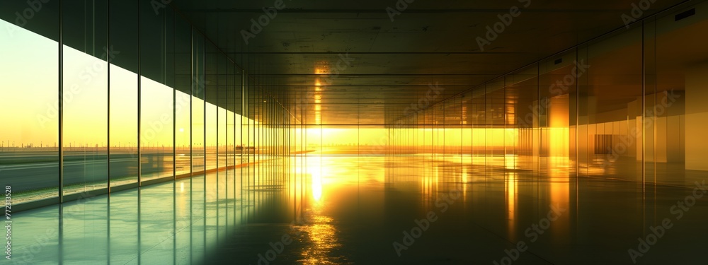 a building with a sunset in the background a building with a sunset in the background
