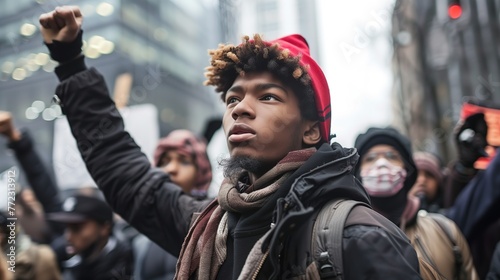 Man Wearing Red Hat and Scarf