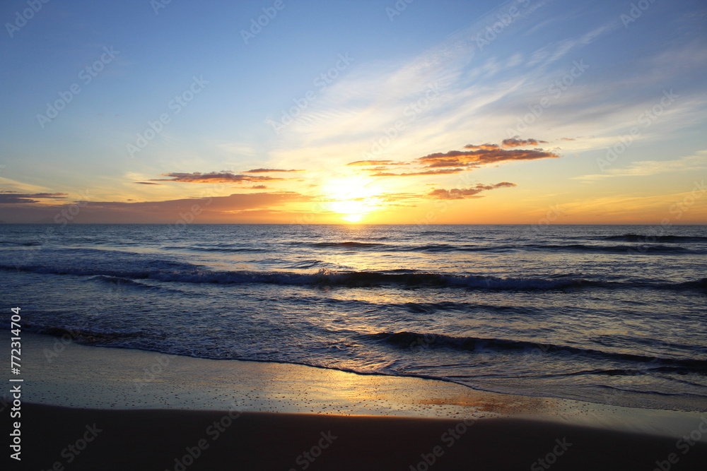 natural background beautiful sunrise over the sea,