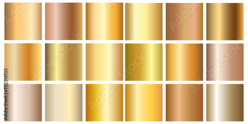 Vector shiny and metalic gradient collection for border, frame, ribbon, label design
