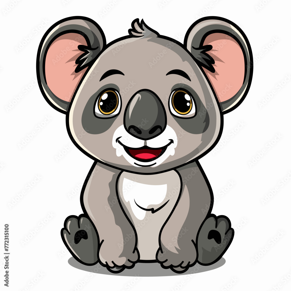Cute koala cartoon isolated on a white background. Vector illustration.