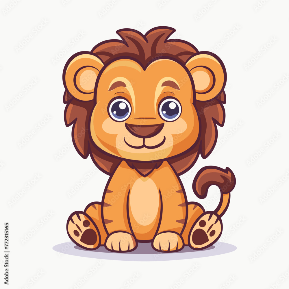 Cute cartoon lion. Vector illustration isolated on a white background Cute cartoon lion. Vector illustration isolated on a white background
