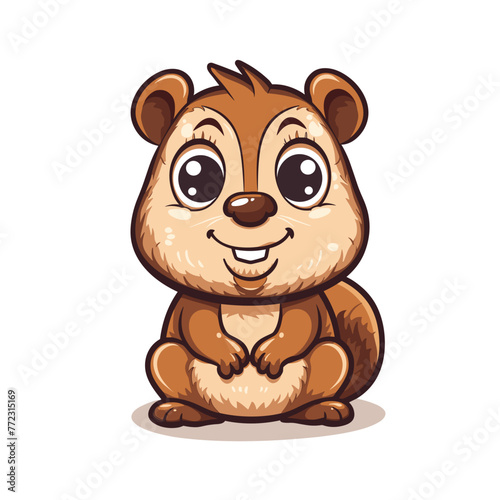 Cute cartoon chipmunk isolated on white background. Vector illustration