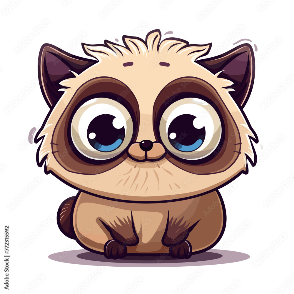 Cute kawaii raccoon cartoon character. Vector illustration