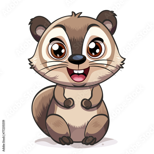 Cute chipmunk sitting on white background. Vector illustration