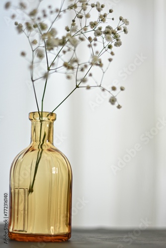a glass bottle of flower photo