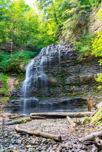 Long Exposure of Tiffany Falls during the Summer in Ancaster, Ontario photo