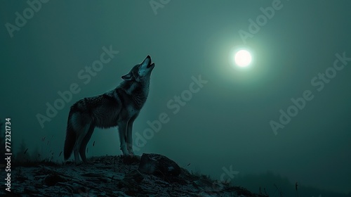 A lone wolf howling at the moon, embodying the courage and independence of a true leader © Shutter2U