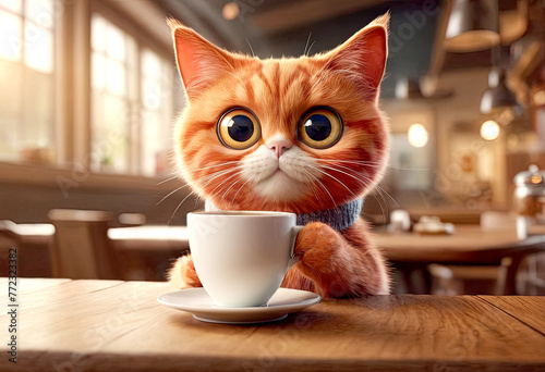 ginger cat and coffee 