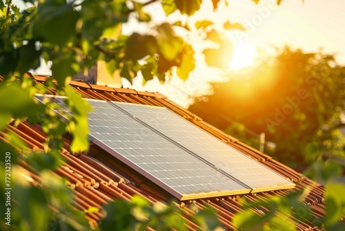 Solar Panels Installed on Tiled House Roof