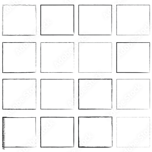 Hand drawn square frames in sketchy style. Doodle frames. Black frame hand drawn on white background. Vector illustration. Eps file 34. photo