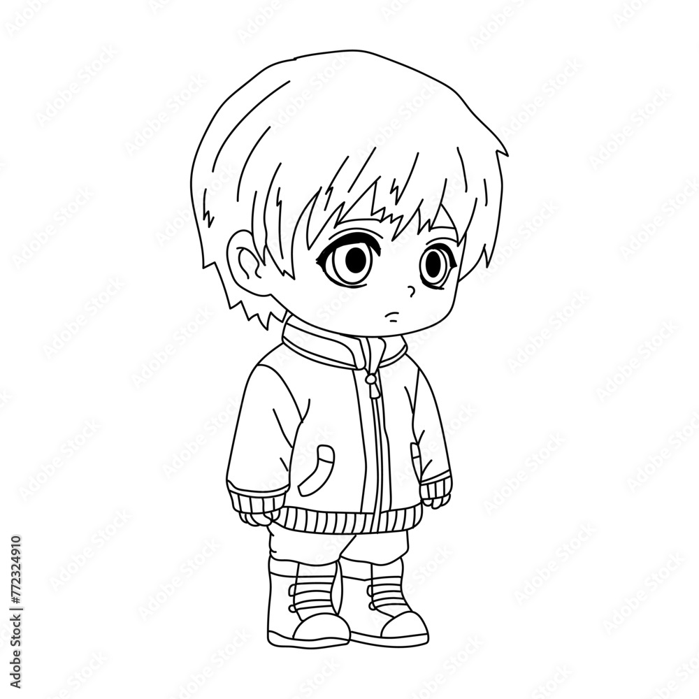 Japanese cartoon character illustration. manga style. no color, just lines. Japanese cartoon character illustration. manga style. no color, just lines.