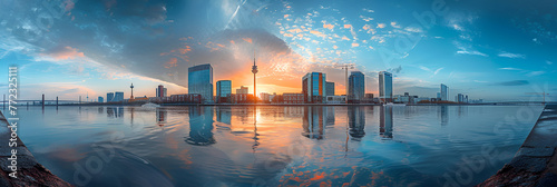Panoramic view of Dusseldorf skyline. Germany. generative ai 