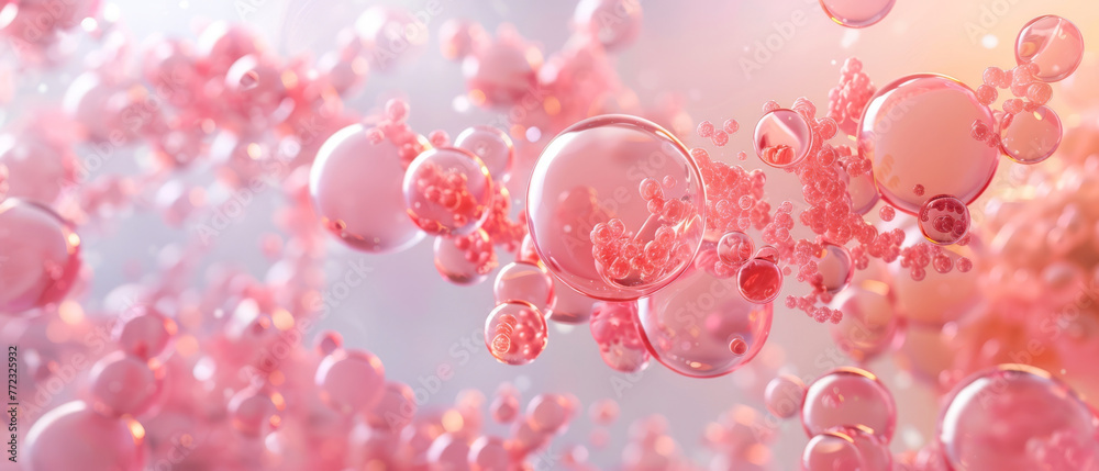 3D illustration of ceramides repairing the skin barrier, minimalist background softly blurred