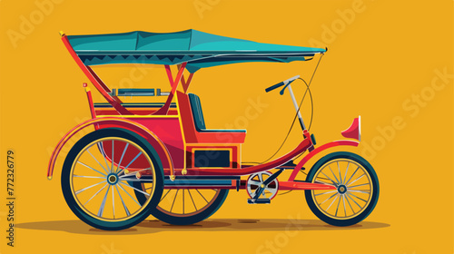 Indian rickshaw cycle vector illustration flat cartoon
